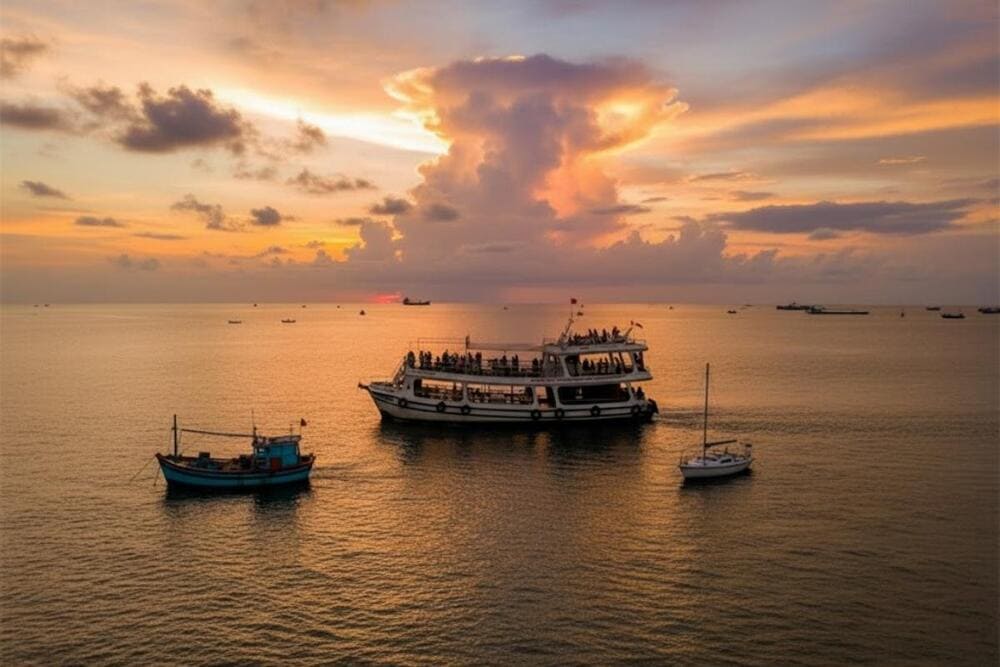 Di chuyển bằng thuyền đến đảo An Thới.